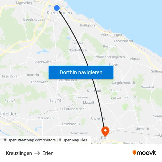 Kreuzlingen to Erlen map