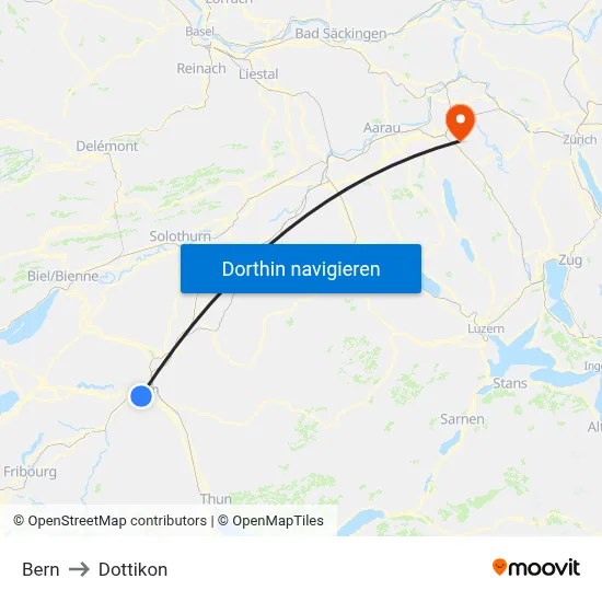 Bern to Dottikon map