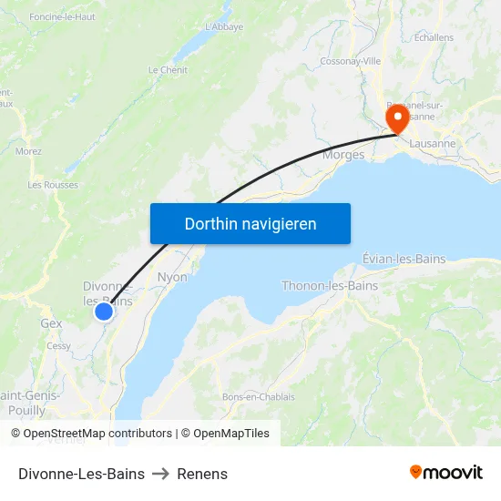 Divonne-Les-Bains to Renens map