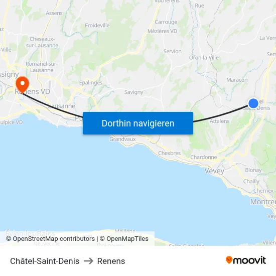 Châtel-Saint-Denis to Renens map