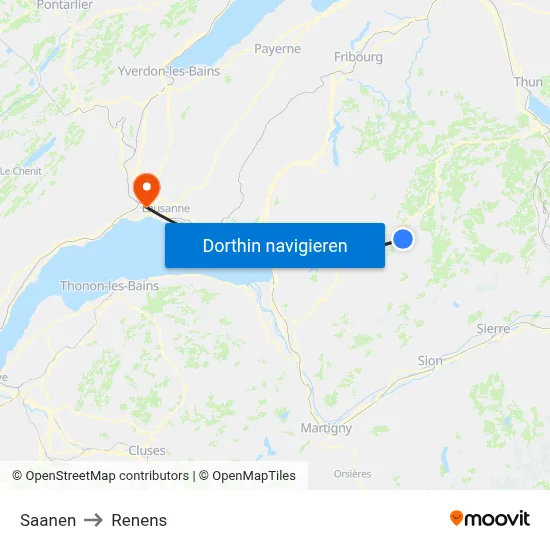 Saanen to Renens map