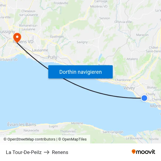 La Tour-De-Peilz to Renens map