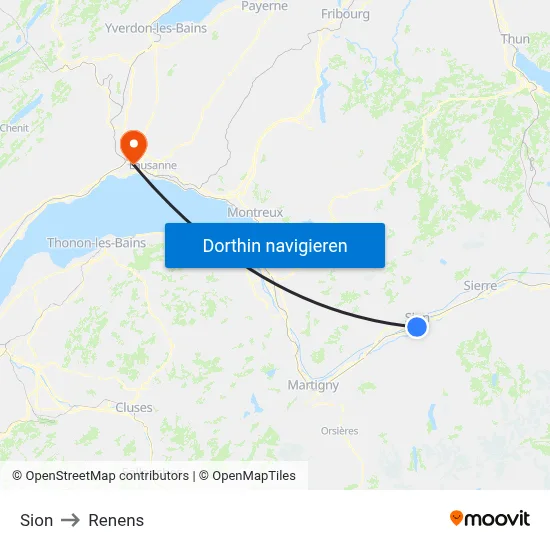 Sion to Renens map