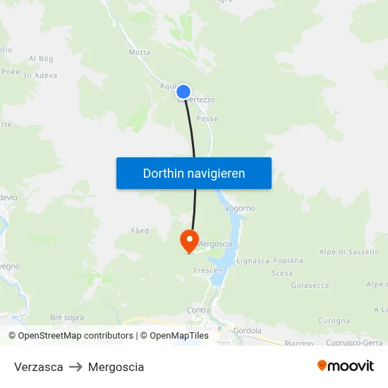 Verzasca to Mergoscia map