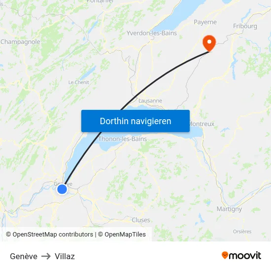 Genève to Villaz map