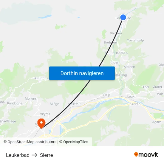 Leukerbad to Sierre map