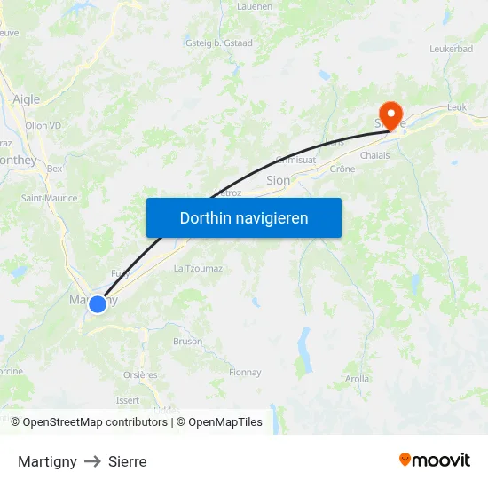 Martigny to Sierre map
