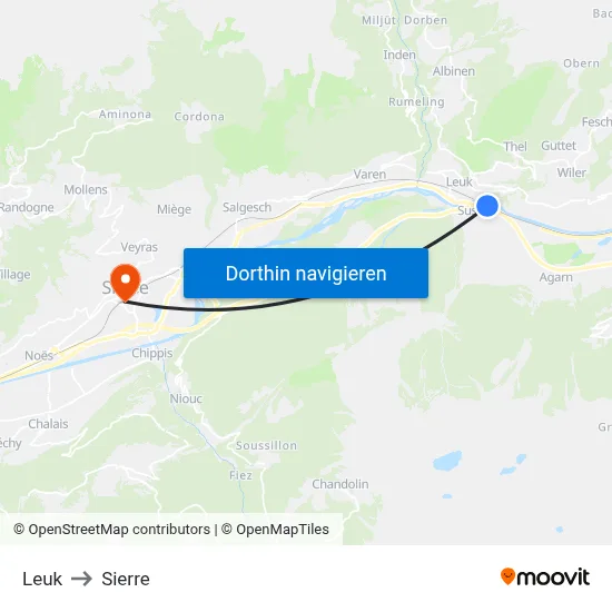 Leuk to Sierre map