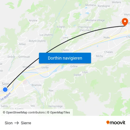 Sion to Sierre map