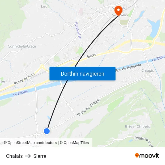 Chalais to Sierre map