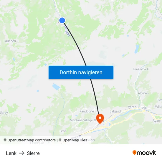 Lenk to Sierre map