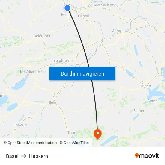 Basel to Habkern map