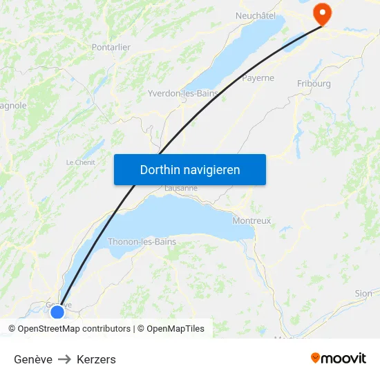 Genève to Kerzers map