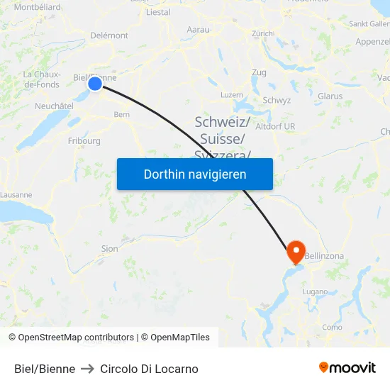 Biel/Bienne to Circolo Di Locarno map