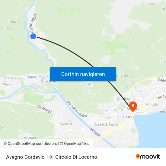 Avegno Gordevio to Circolo Di Locarno map
