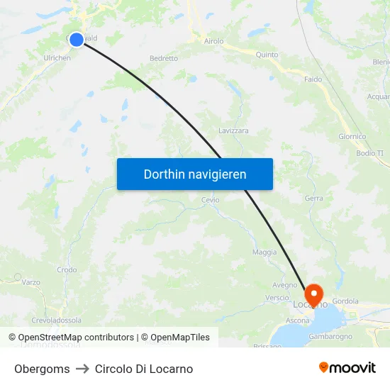 Obergoms to Circolo Di Locarno map