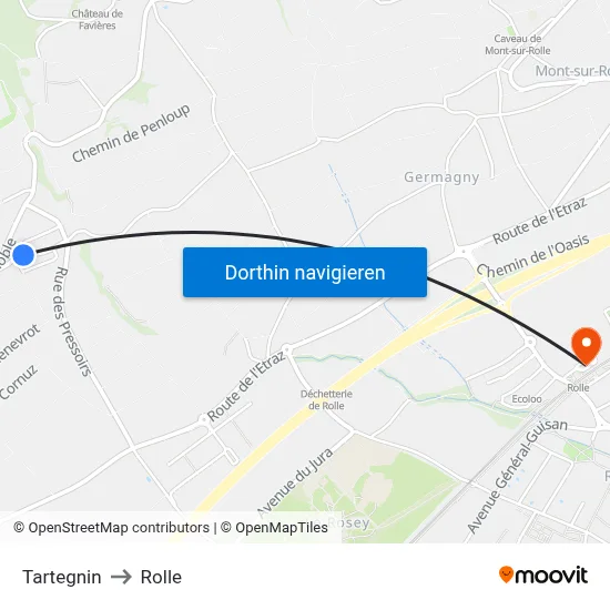 Tartegnin to Rolle map