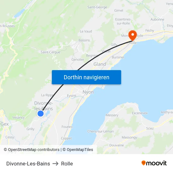 Divonne-Les-Bains to Rolle map