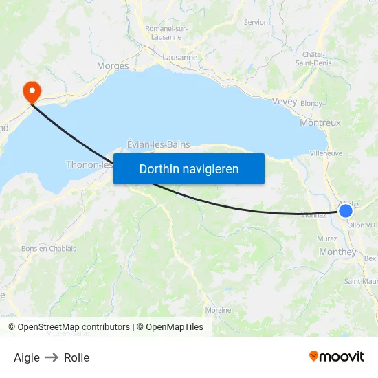 Aigle to Rolle map