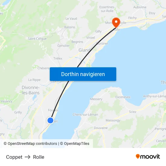 Coppet to Rolle map