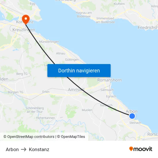 Arbon to Konstanz map