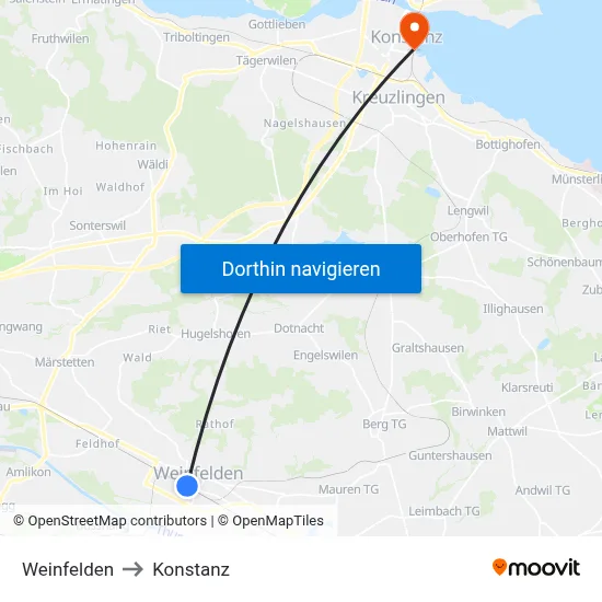 Weinfelden to Konstanz map