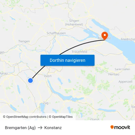 Bremgarten (Ag) to Konstanz map