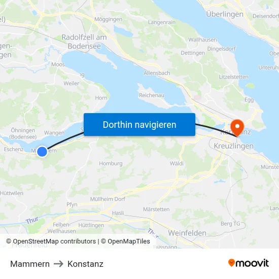 Mammern to Konstanz map