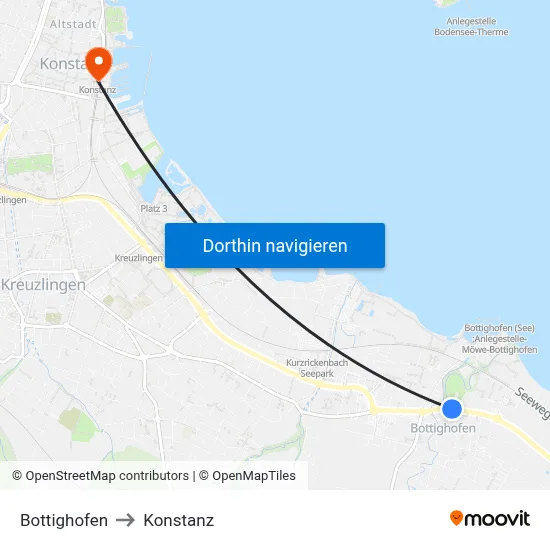 Bottighofen to Konstanz map