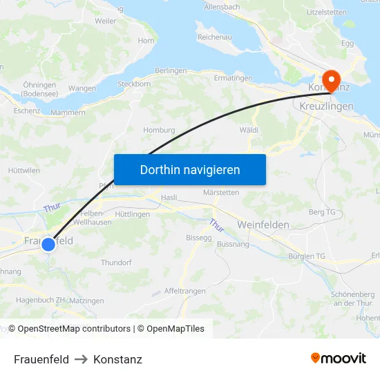 Frauenfeld to Konstanz map