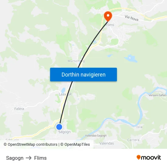 Sagogn to Flims map