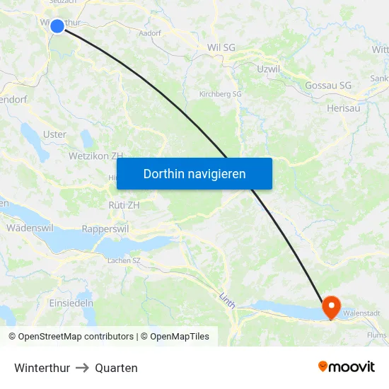 Winterthur to Quarten map