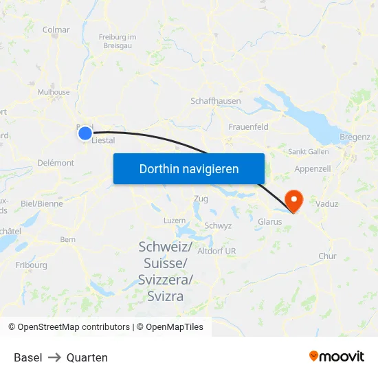 Basel to Quarten map