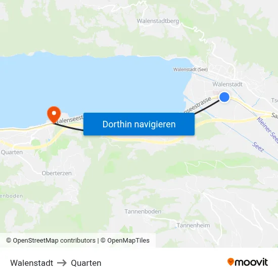 Walenstadt to Quarten map