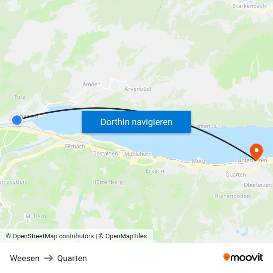 Weesen to Quarten map