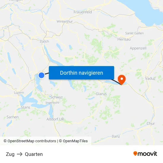 Zug to Quarten map