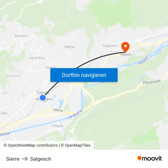 Sierre to Salgesch map