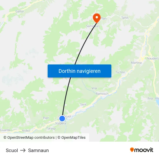 Scuol to Samnaun map