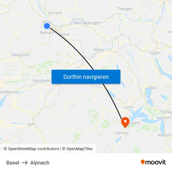 Basel to Alpnach map