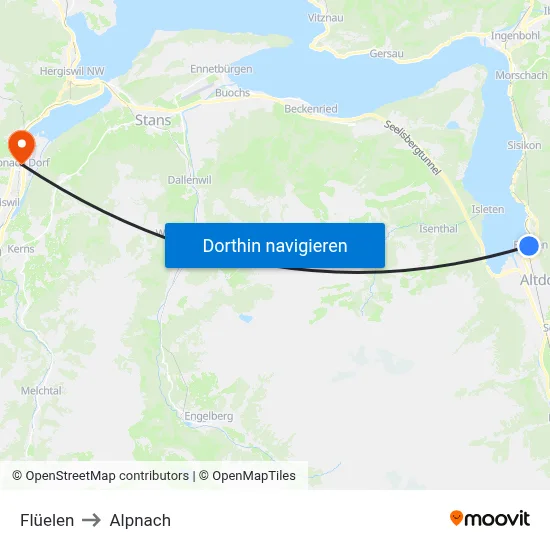 Flüelen to Alpnach map