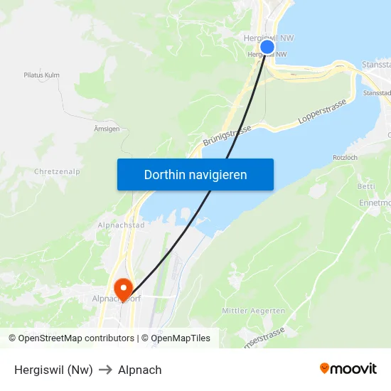 Hergiswil (Nw) to Alpnach map