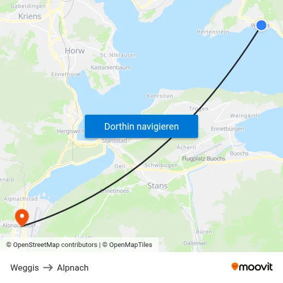 Weggis to Alpnach map