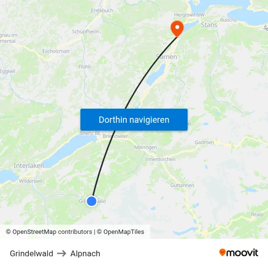 Grindelwald to Alpnach map