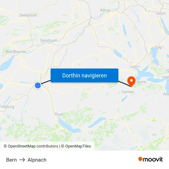 Bern to Alpnach map