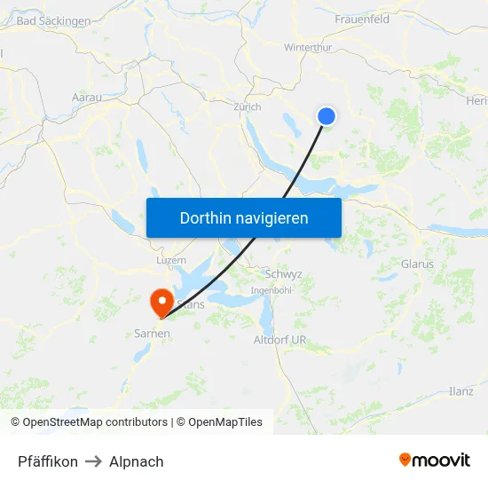 Pfäffikon to Alpnach map