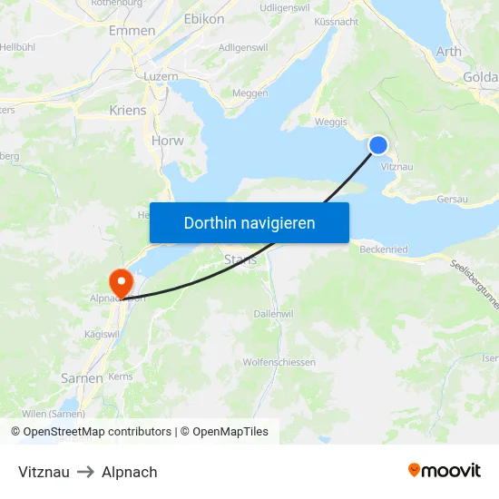 Vitznau to Alpnach map