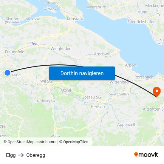 Elgg to Oberegg map