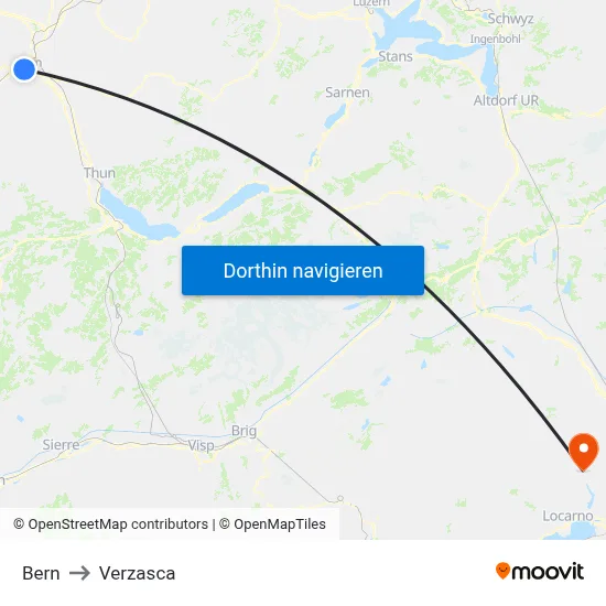 Bern to Verzasca map