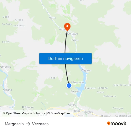 Mergoscia to Verzasca map