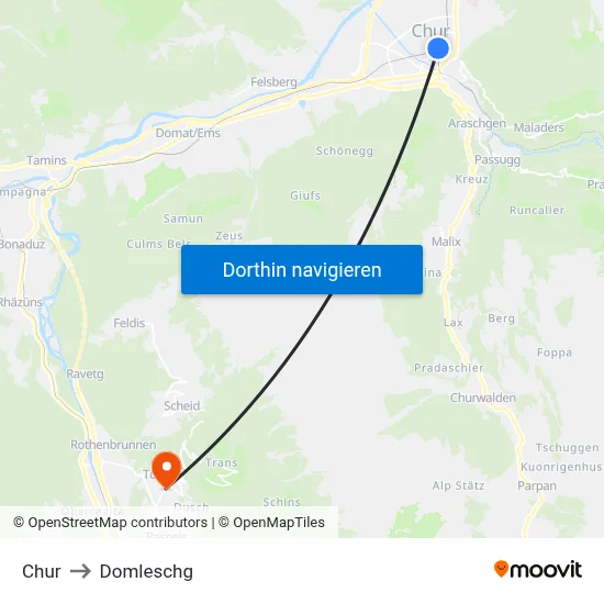 Chur to Domleschg map